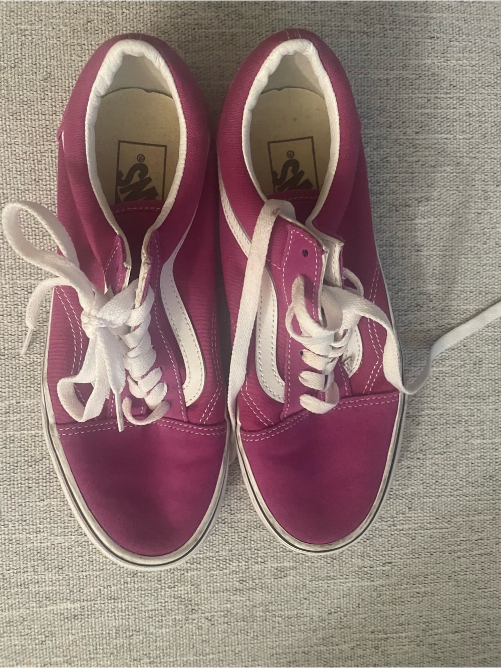 Vans Women’s Magenta Low-Top Sneakers with White Stripe